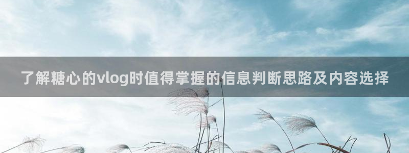 糖心vlog网页版:了解糖心的vlog时值得掌握的信息判断思路及内容选择